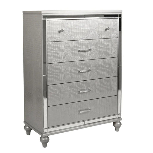 1 Piece Chest With 5 Drawers Snake Skin Bedroom Furniture - Silver Home Essentials