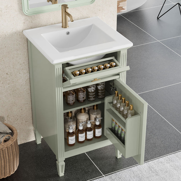 Bathroom Vanity With Sink, Adjustable Shelf, Tilt-Out Drawer Hearth and Haven