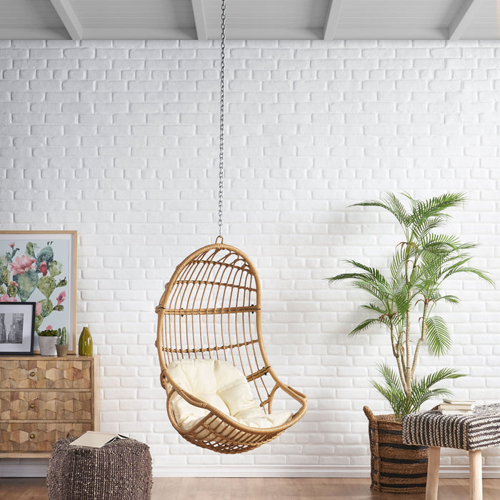 Rustic Hanging Basket Chair With Cushion