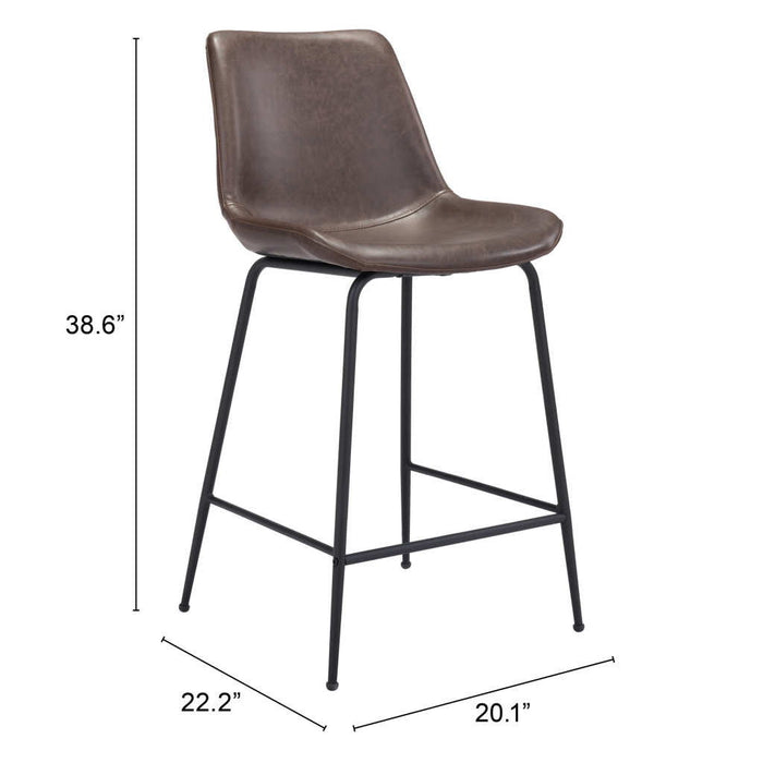 Steel Low Back Counter Height Bar Chair - Brown And Black