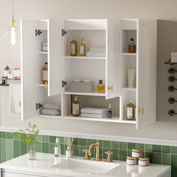 30" Bathroom Cabinet With 5 Adjustable Shelves, Wall Mounted Medicine Cabinet - White Hearth and Haven