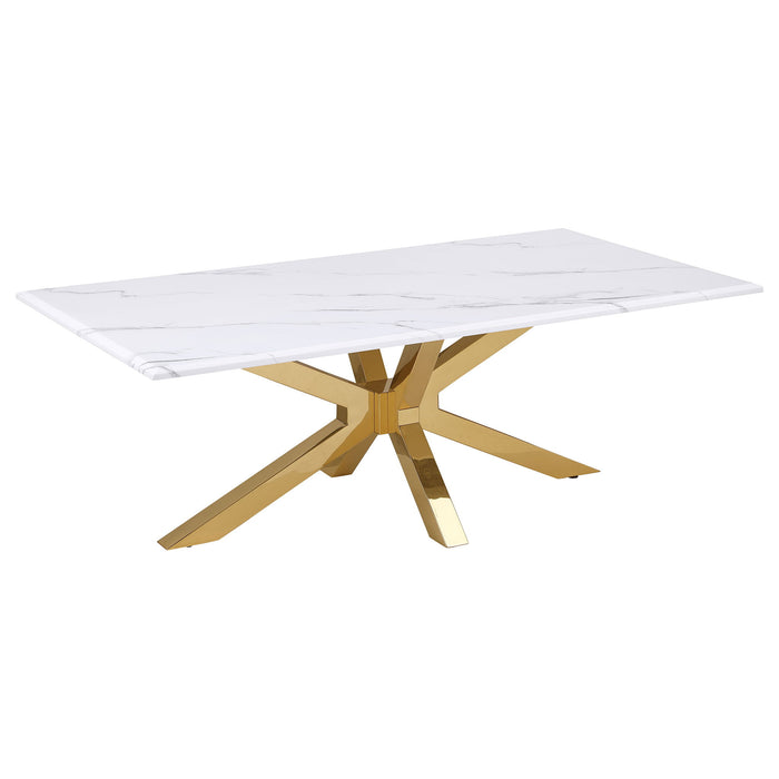 Maciel - 2 Piece Marble Coffee And End Table Set With Base Marble - White Marble Furniture Max