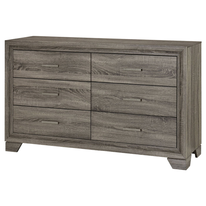 Funston - 6 Drawer Dresser Cabinet - Brown Oak