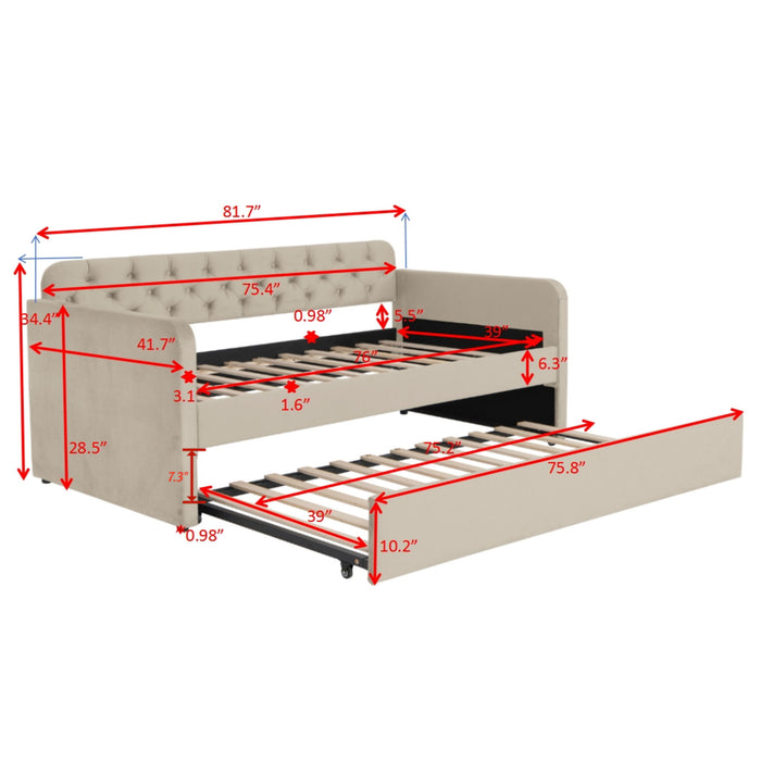 Upholstered Daybed With Trundle And USB Charging Design Home Essentials