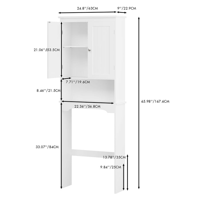 Bathroom Cabinet Over The Toilet With Adjustable Shelves - White