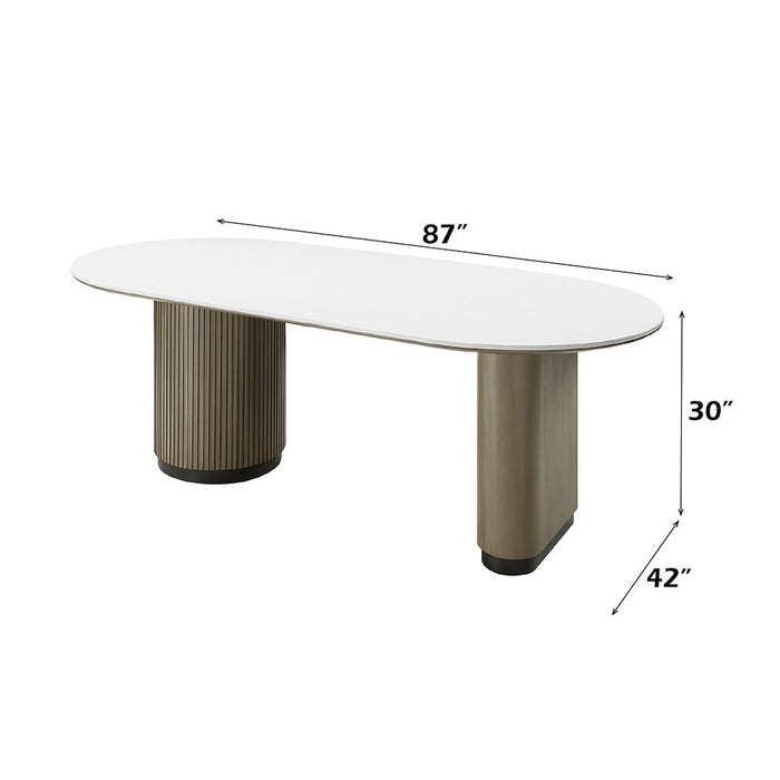 Clayten - Dining Table - Engineered Top & Light Oak ACME