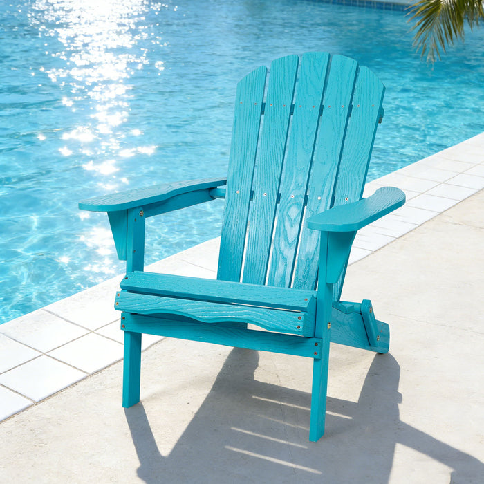 Lounge Patio Chair For Garden Outdoor Folding Embossed Adirondack - Turquoise Blue Home Essentials