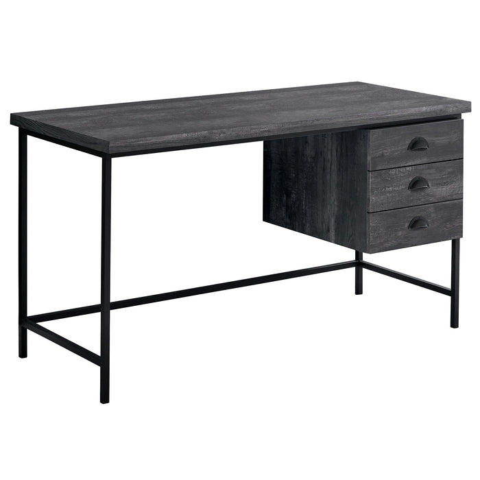 23.8" x 55.3" x 30" Computer Desk With Three Drawers - Dark Gray And Black