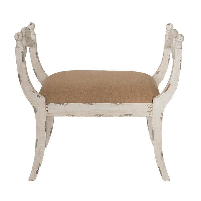 Harlow - Bench, Farmhouse / French Country Style Vanity Chair - Beige / White