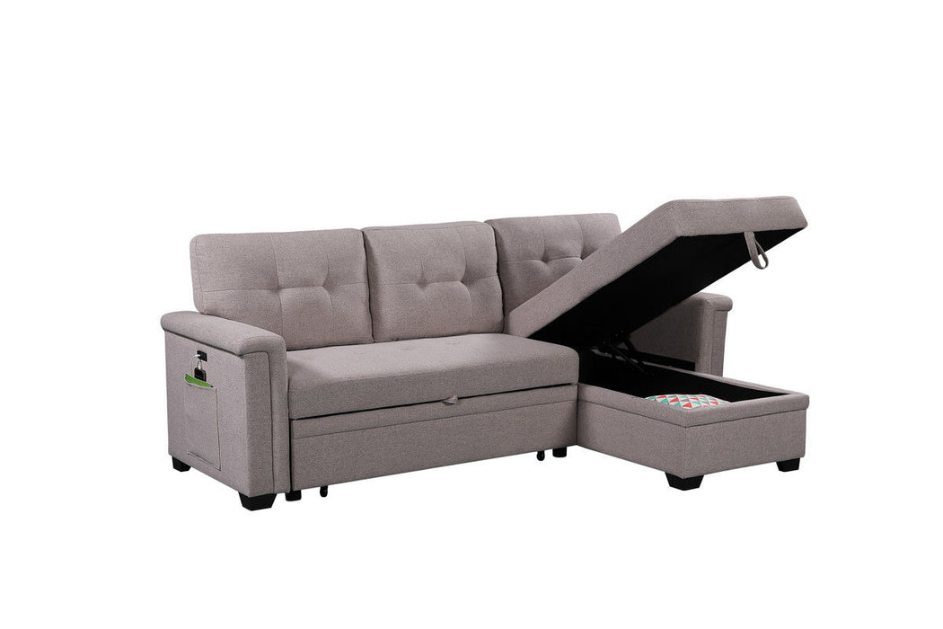 Nathan - Reversible Sleeper Sectional Sofa With Storage Chaise, USB Charging Ports And Pocket