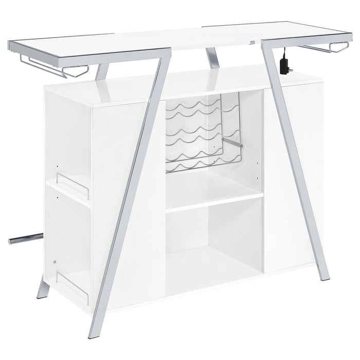 Katia - Wine Cabinet With LED Home Bar, 12 Bottle Storage - Gloss White Furniture Max