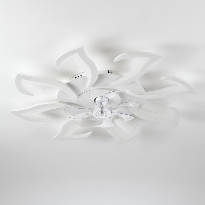 Flower Ceiling Fan With Remote Controlled LED Light, Flush Mount DC Motor Fan Daily Nest