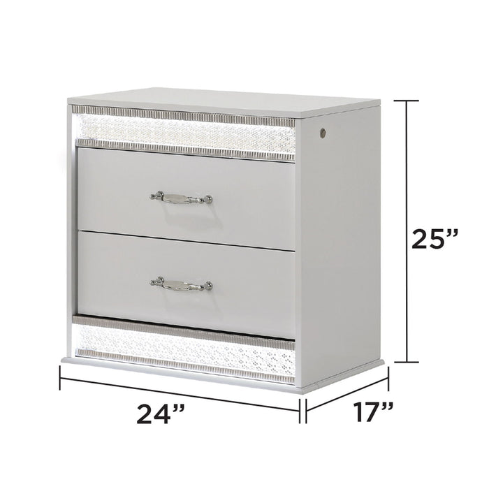 Glam - 2 Drawer Nightstand & LED Lighting - White Matrix Furniture Group