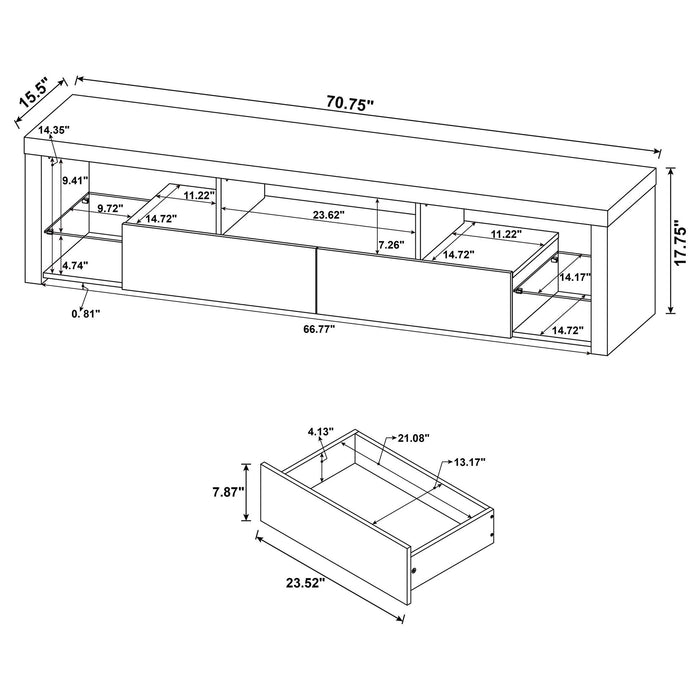 Lance - 2 Drawer TV Stand With Shelves - Gloss White Furniture Max