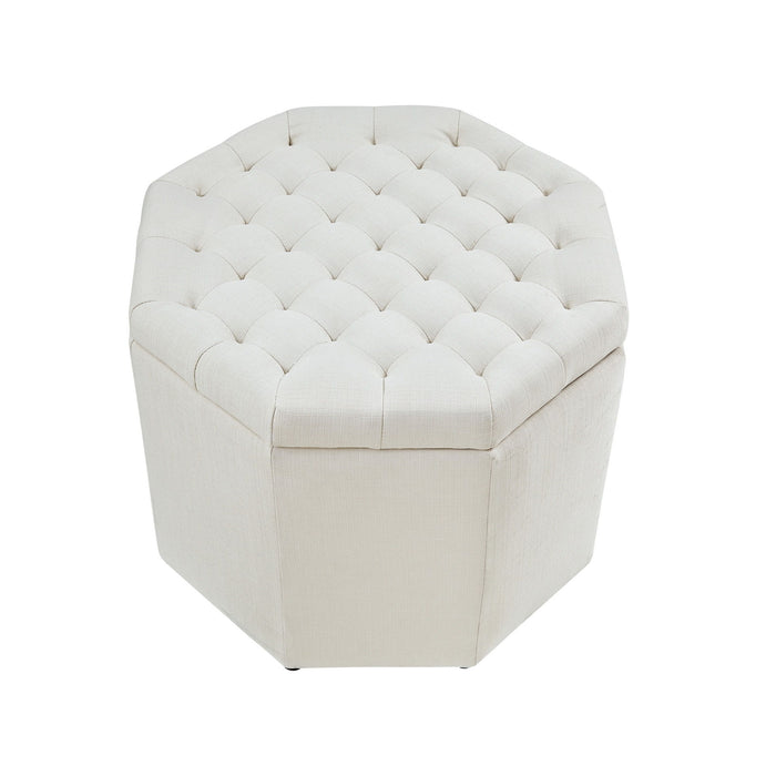 Linen Tufted Specialty Storage - White / Black