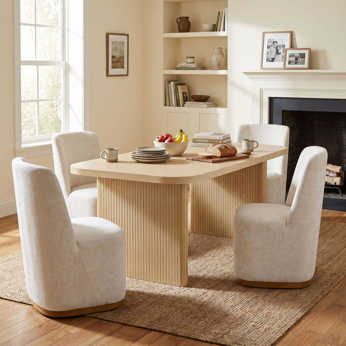 Dining Table Set With 4 Upholstered Dining Chairs Noble House