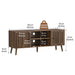 55" TV Cabinet With Vertical Groove Doors, Adjustable Shelves - Walnut Home Essentials