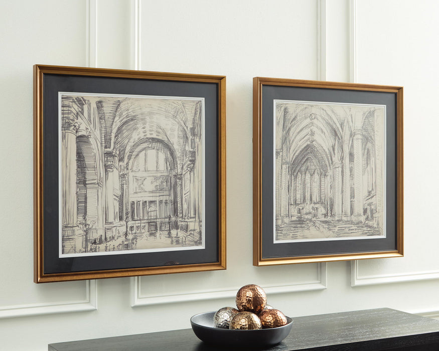Downyard - Wall Art Set (Set of 2) - Black / Beige Signature Design by Ashley®