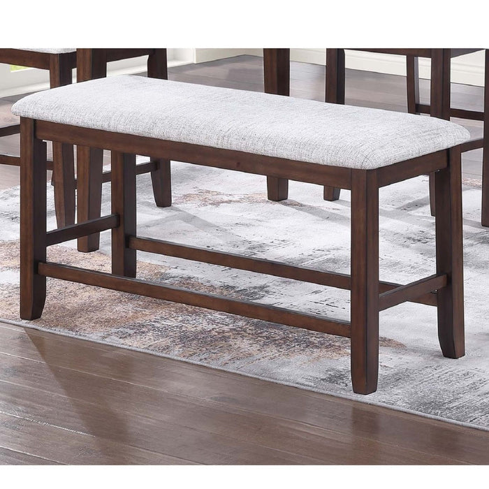 Cushion Padded Seat Counter Height Dining Bench - Walnut Home Essentials