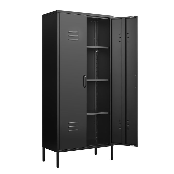 Modern Storage Cabinet With Adjustable Shelves, Magnetic Door Stopper Home Essentials