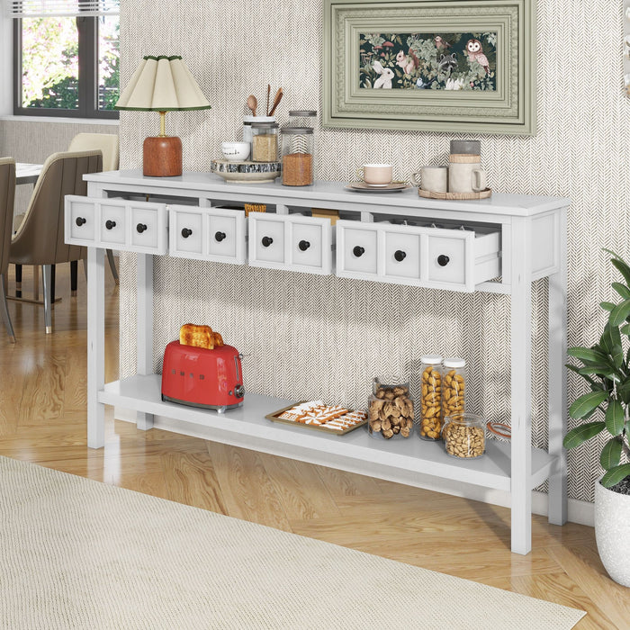 Rustic Entryway Console Table Long Sofa Table With Two Different Size Drawers And Bottom Shelf For Storage