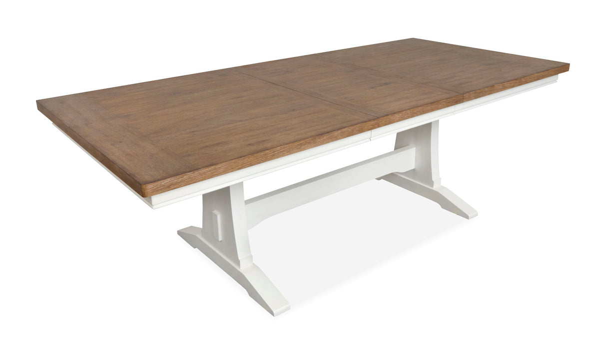 Kingston - Extendable Trestle Dining Table - Whisper White And Cerused Nutmeg Magnussen Furniture