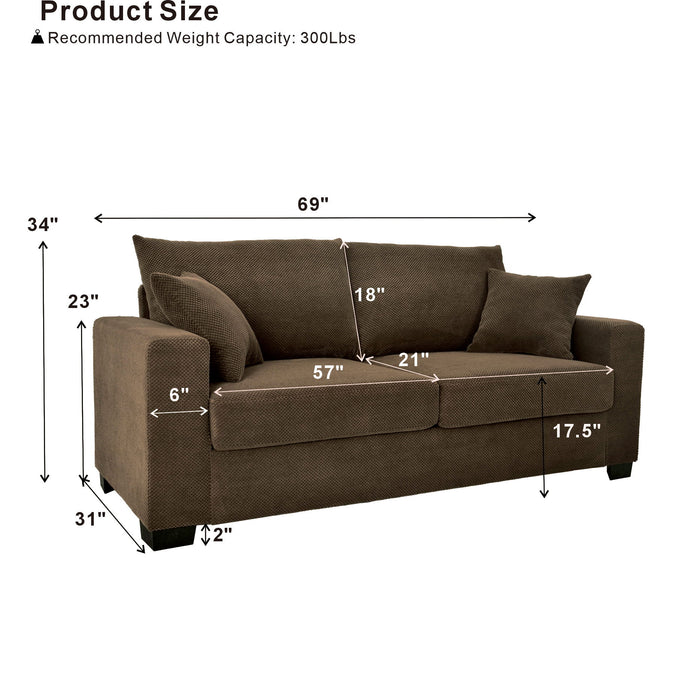 2 Seater Sofa, 2 Throw Pillows For Living Room Home Essentials