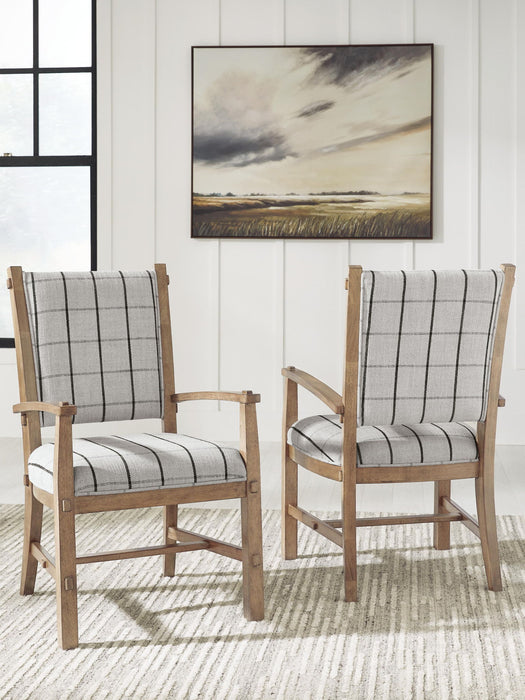 Ridgester - Dining Upholstered Arm Chair (Set of 2) - Light Brown Benchcraft®