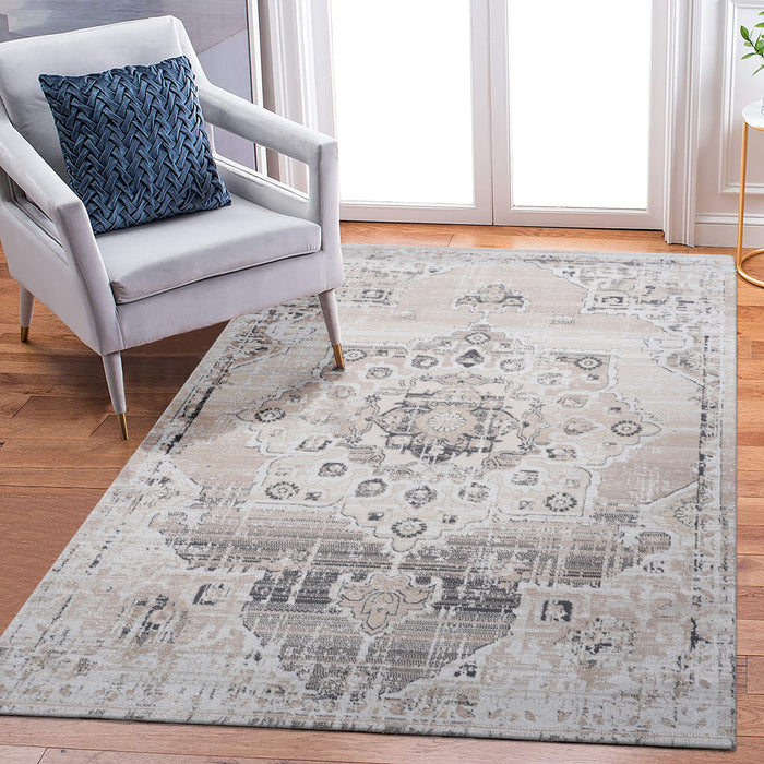 Payas - 8' x 10' Medallion Non-Shedding Living Room Bedroom Dining Home Office Stylish And Stain Resistant Area Rug - Cream / Beige