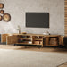 70" TV Stand With Doors, Construction For TVs Up To 80" - Natural Wood Hearth and Haven
