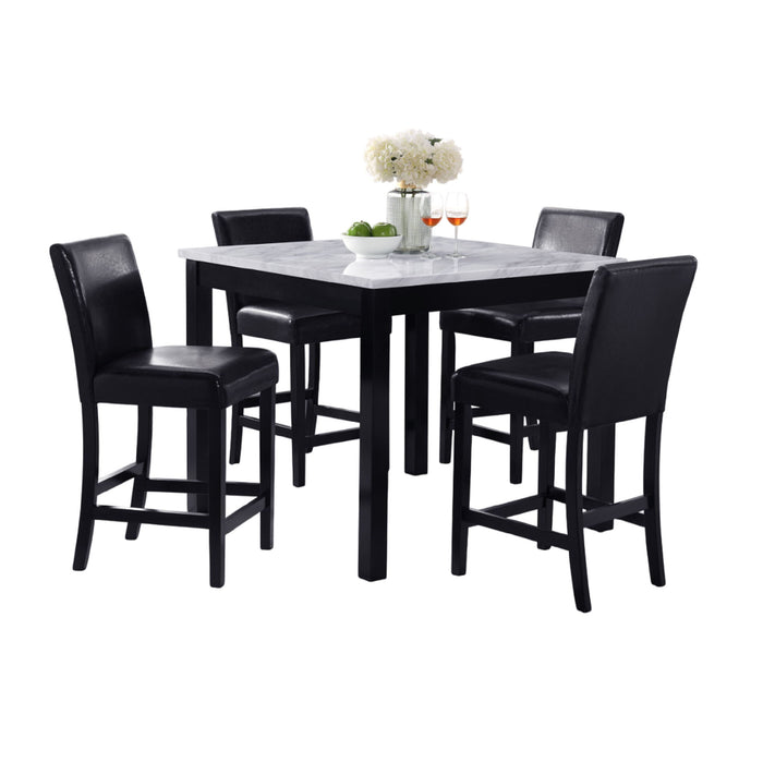 Modern 5 Piece Counter Height Dining Set With Tufted Nail Head Chairs