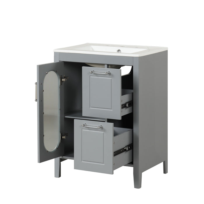 Modern Bathroom Vanity With Sink, Cabinet With 2 Drawers And Door, Adjustable Shelf Hearth and Haven