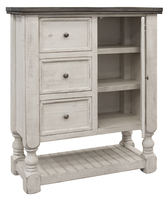 Solid Wood Three Drawer Chest - Gray / Ivory