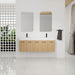 Floating Double Sink Bathroom Vanity With Extra Large Storage, Integrated Sink, Soft Close Doors, Wall Mounted Bath Vanity - Glossy White / Light Oak Home Essentials
