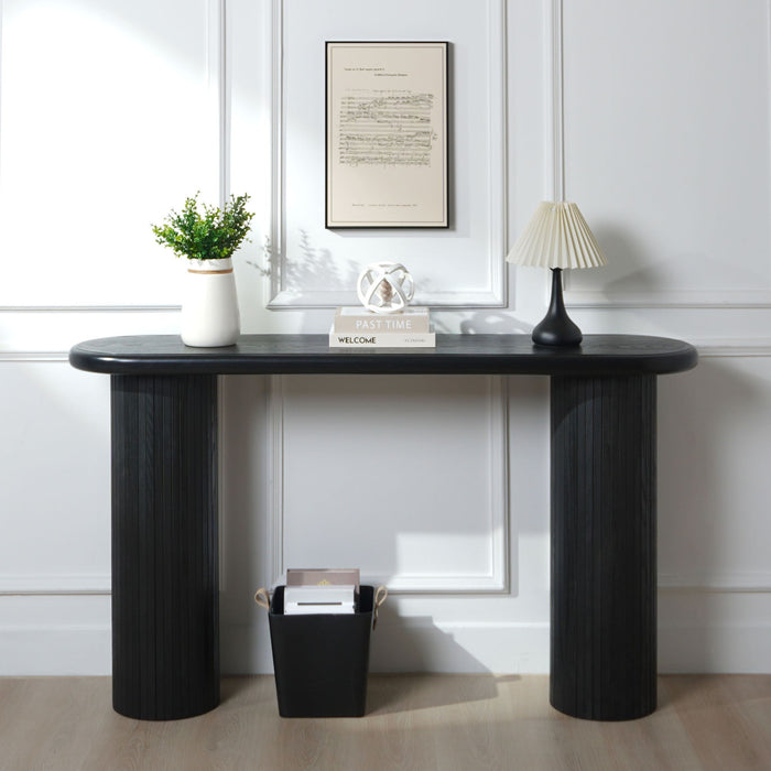 Fluted Cylinder Console Table - Black Home Essentials