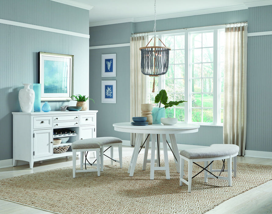 Heron Cove - Curved Bench With Upholstered Seat - Chalk White Magnussen Furniture