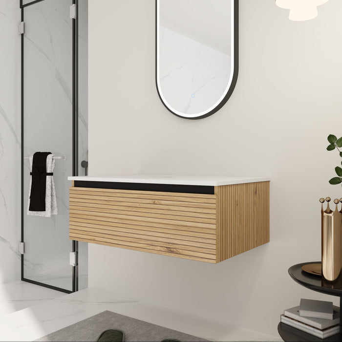 Wall Mounted Bathroom Vanity & 1 Soft Close Drawer (Excluding Sink) Home Essentials