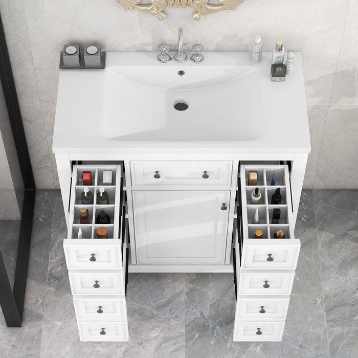 Modern Bathroom Vanity With Sink Combo, 6 Drawers And 1 Cabinet Hearth and Haven