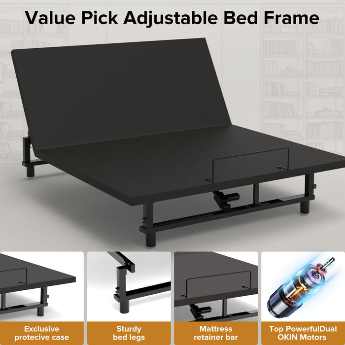 Adjustable Bed Base Frame With Wireless Remote, 4 USB Ports, Under Bed Nightlights, Zero Gravity Daily Nest