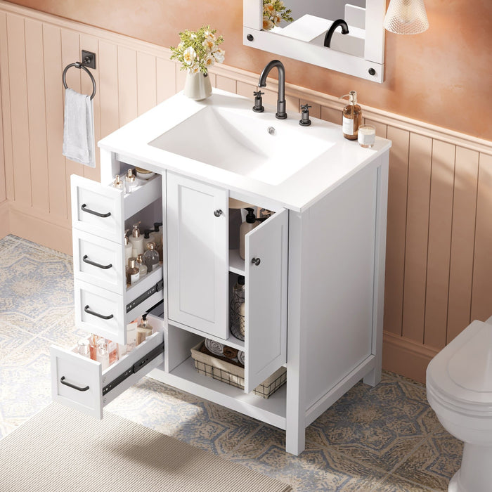 Bathroom Vanity With Sink Top, Bathroom Vanity Cabinet With 2 Doors And 2 Drawers, Open Shelf Hearth and Haven
