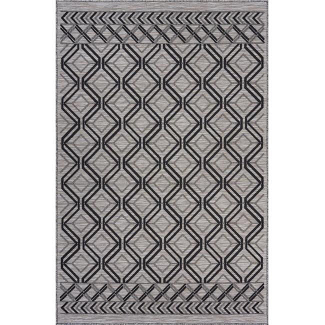 8' X 10' Indoor / Outdoor Area Rug - Black / Tan