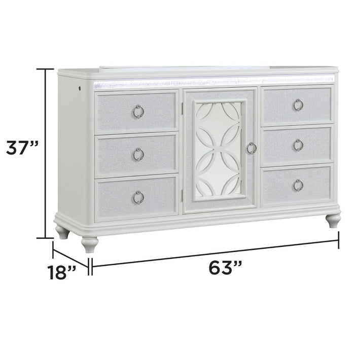 Abigale - 6 Drawer Dresser With LED (Includes Dresser Only, Mirror Not Included) - White Matrix Furniture Group