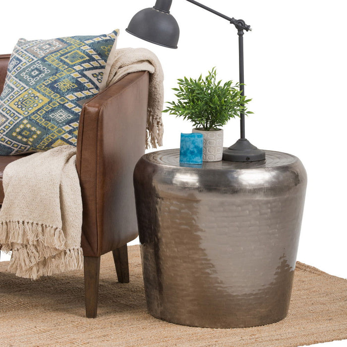 Troy - Metal Accent Table - Antique Silver Simpli-Home