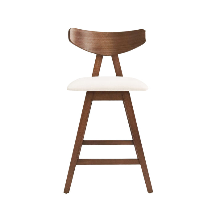 Mid Century Modern Counter Stool With V Shape Frame And Upholstered Seating Noble House