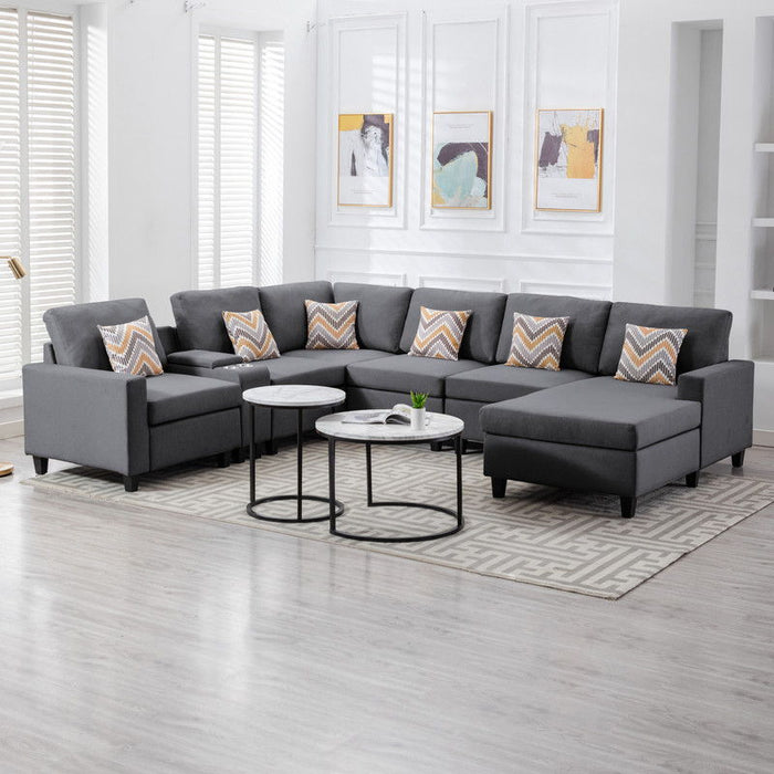 Nolan - 7 Piece Sectional Sofa With Pillows And Interchangeable Legs