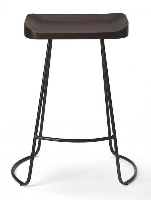 Iron Backless Counter Height Bar Chair - Dark Brown / Black