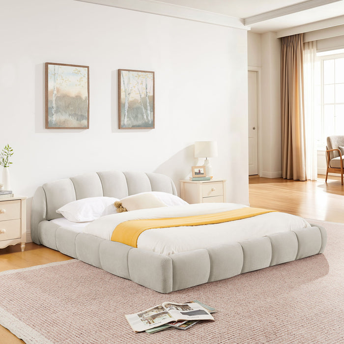 Upholstered Platform Bed Frame, Low Profile Floor Bed, No Box Spring Required Home Essentials