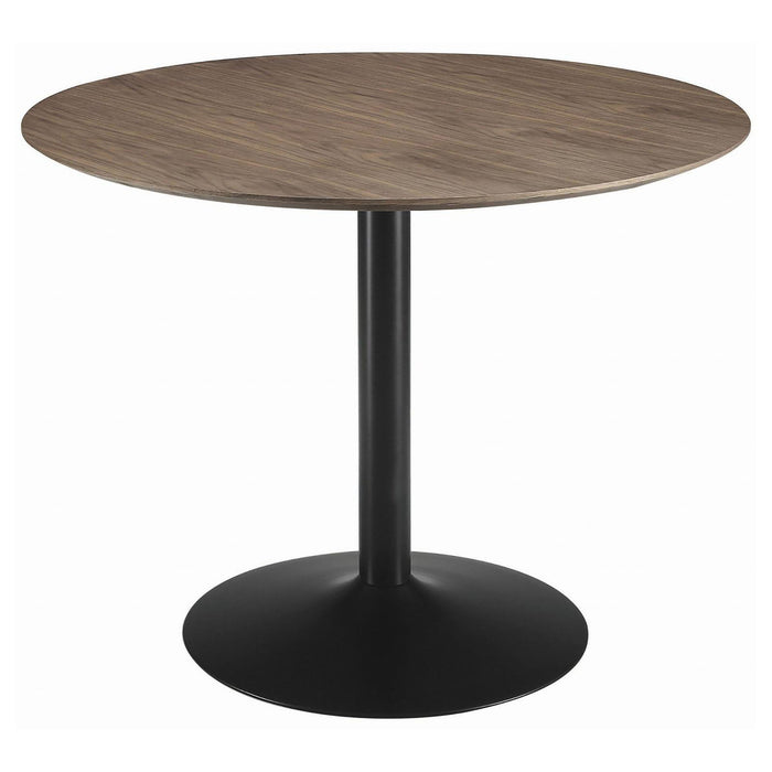 Round Dining Table With Pedestal Base - Warm Walnut Furniture Max