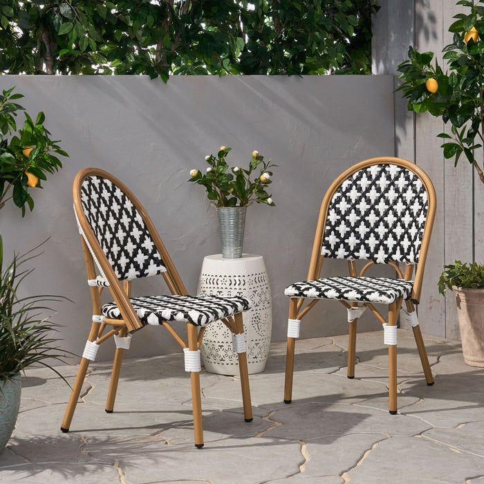Chic French Bistro Chair With Durable Rattan And Aluminum Frame
