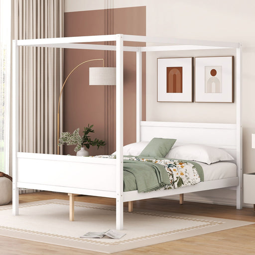Canopy Platform Bed With Headboard And Footboard, Slat Support Leg DreamHaus